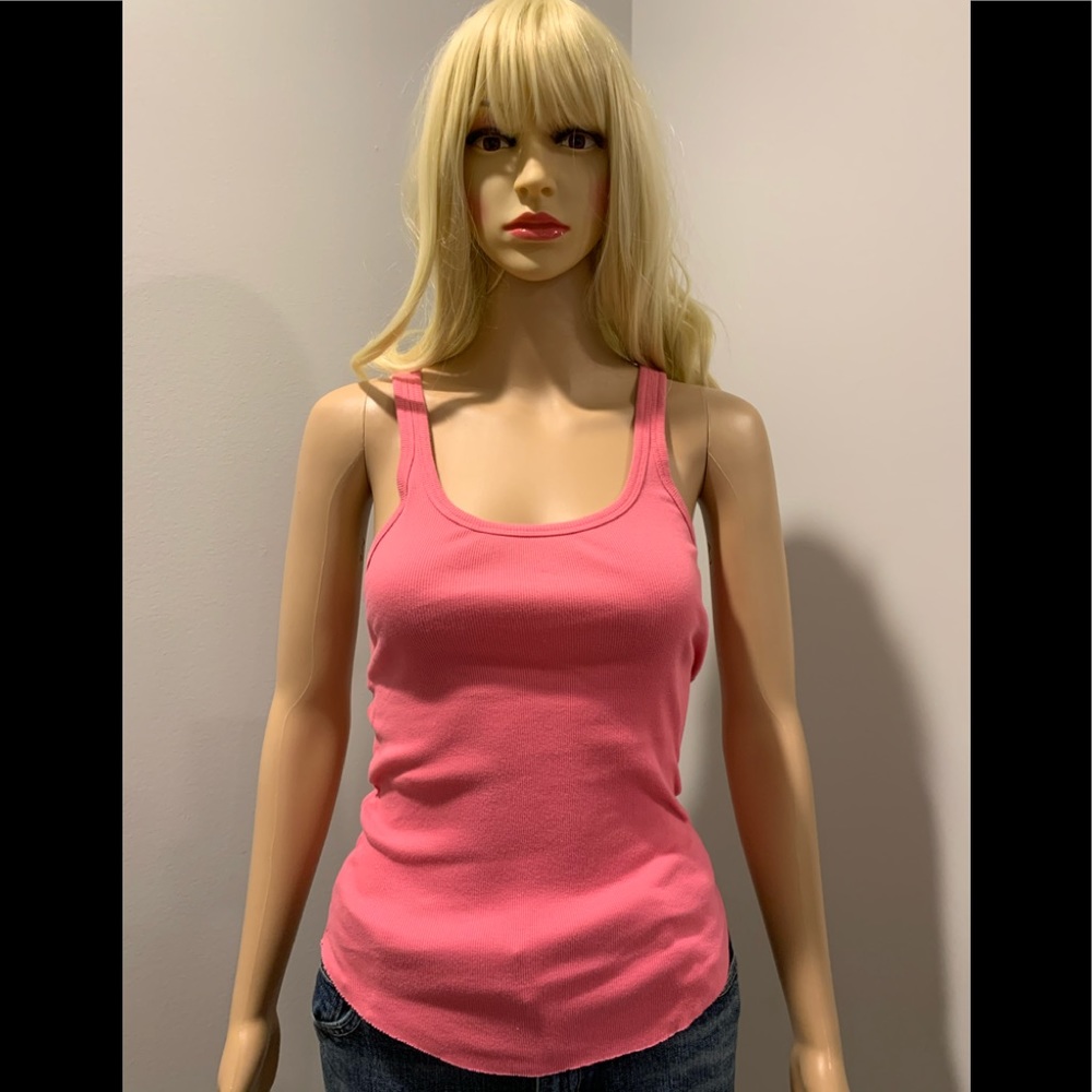 Bundle J. Crew hot pink and white knit racer back tank tops